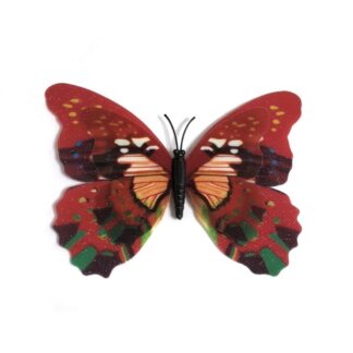 Red green and yellow plastic butterfly with magnet - size 85 х 120 mm