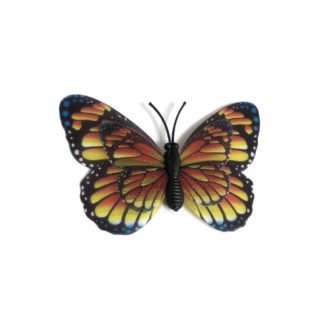 Glittery yellow red blue and black plastic butterfly with magnet - size 55 х 70 mm