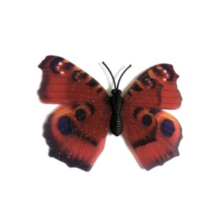 Glittery red and purple plastic butterfly with magnet - size 55 х 70 mm