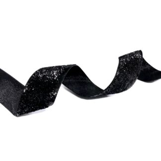 Glittery black velvet ribbon - width 24 mm