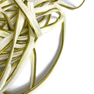 Golden yellow and cream white piping trim - width 11 mm - length 34 metres
