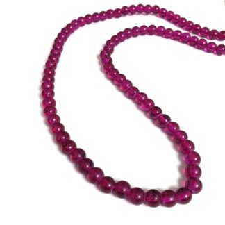 Round pink glass beads by strand - diametre 8 mm - length 82 cm
