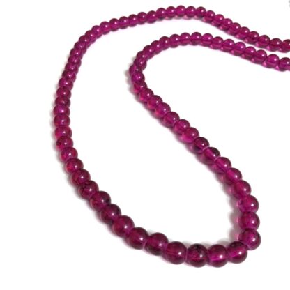Round pink glass beads by strand - diametre 8 mm - length 82 cm
