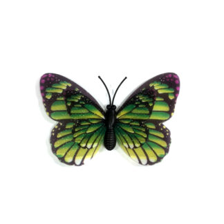 Green yellow and black plastic butterfly with magnet - size 55 х 70 mm