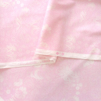 White flowers on pink print pure cotton quilting fabric - width 110 cm
