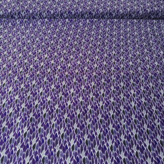 Purple shaded leaves print pure cotton quilting fabric - width 110 cm